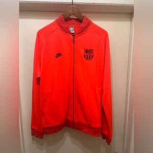 VTG Nike FC Barcelona Track Jacket Mens Large Full Zip Orange Soccer Blokecore